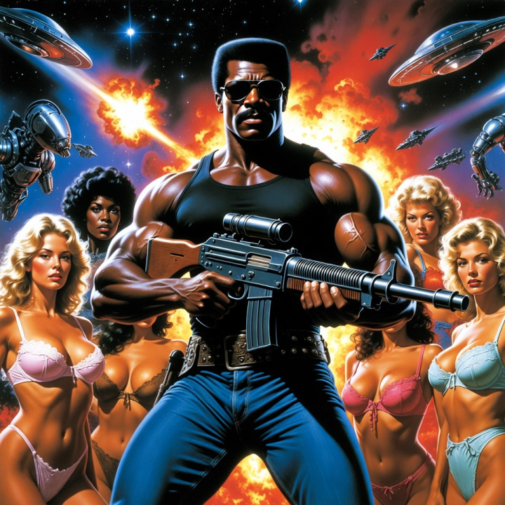 superhero movie poster neon